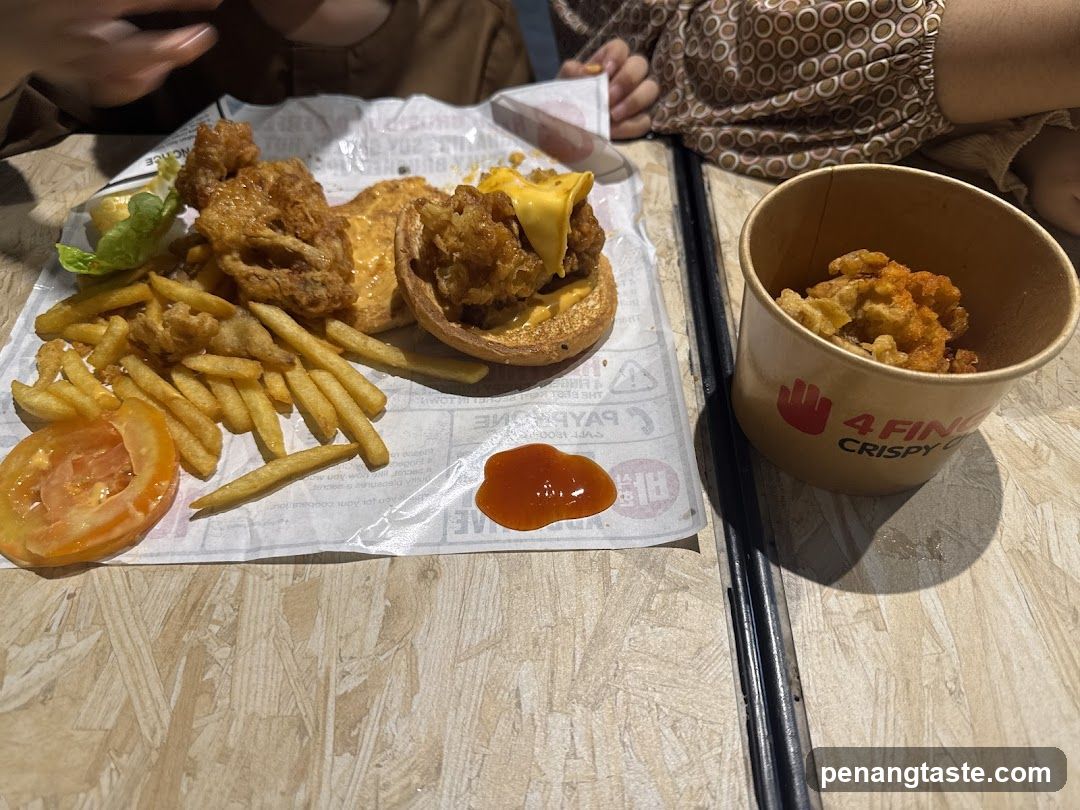 Crispy Chicken Burger and Fries
