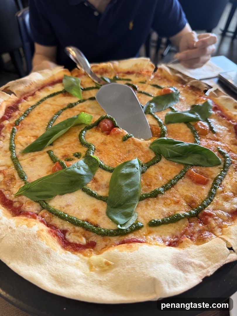 Pizza with Basil and Pesto