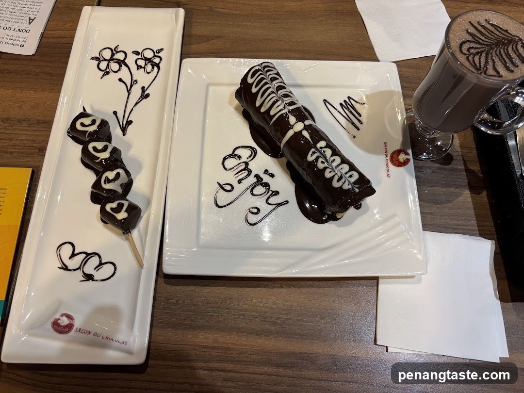 Dessert Platter and Hot Chocolate