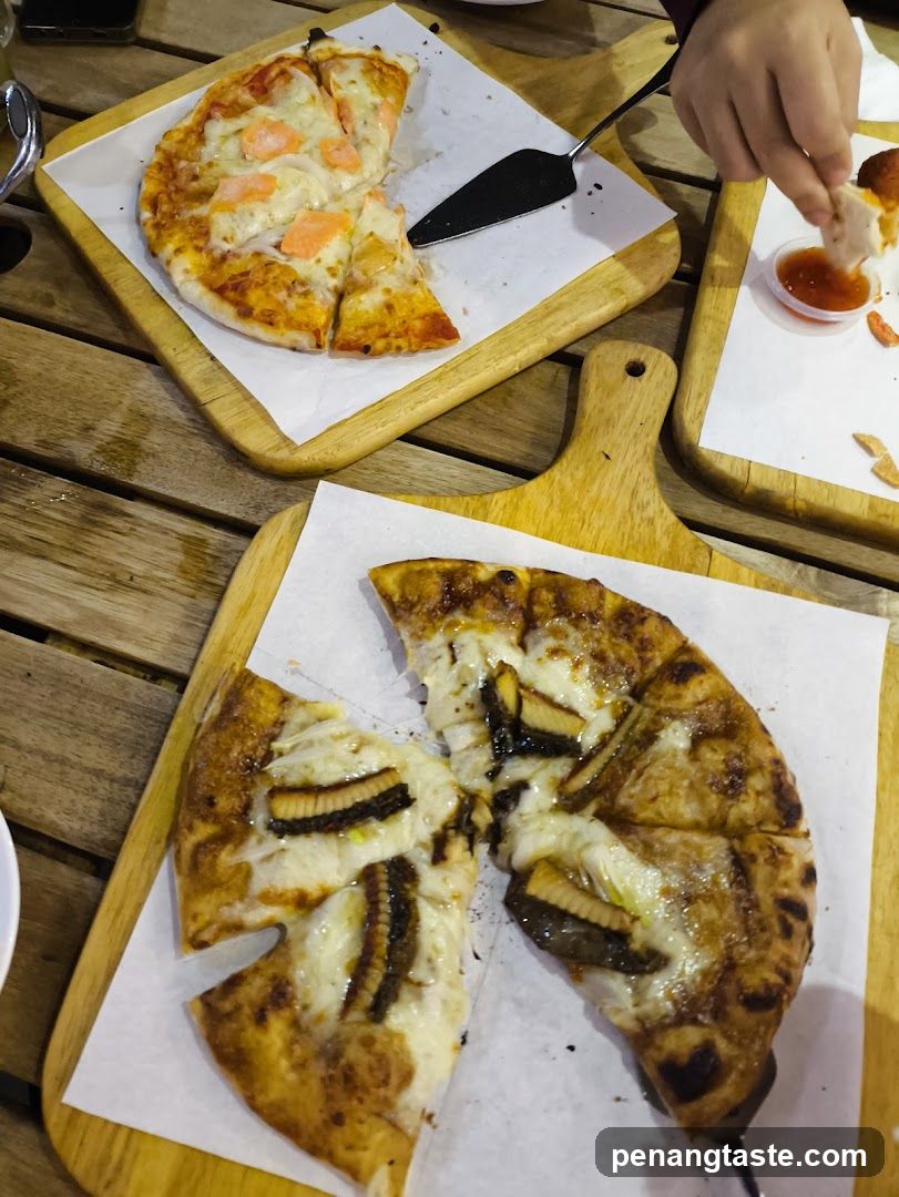 Pizza at dining table