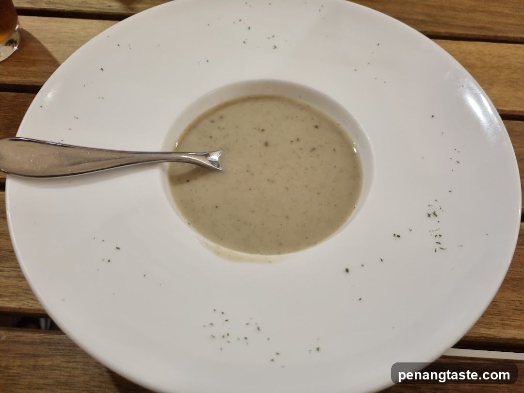 Soup served on a plate