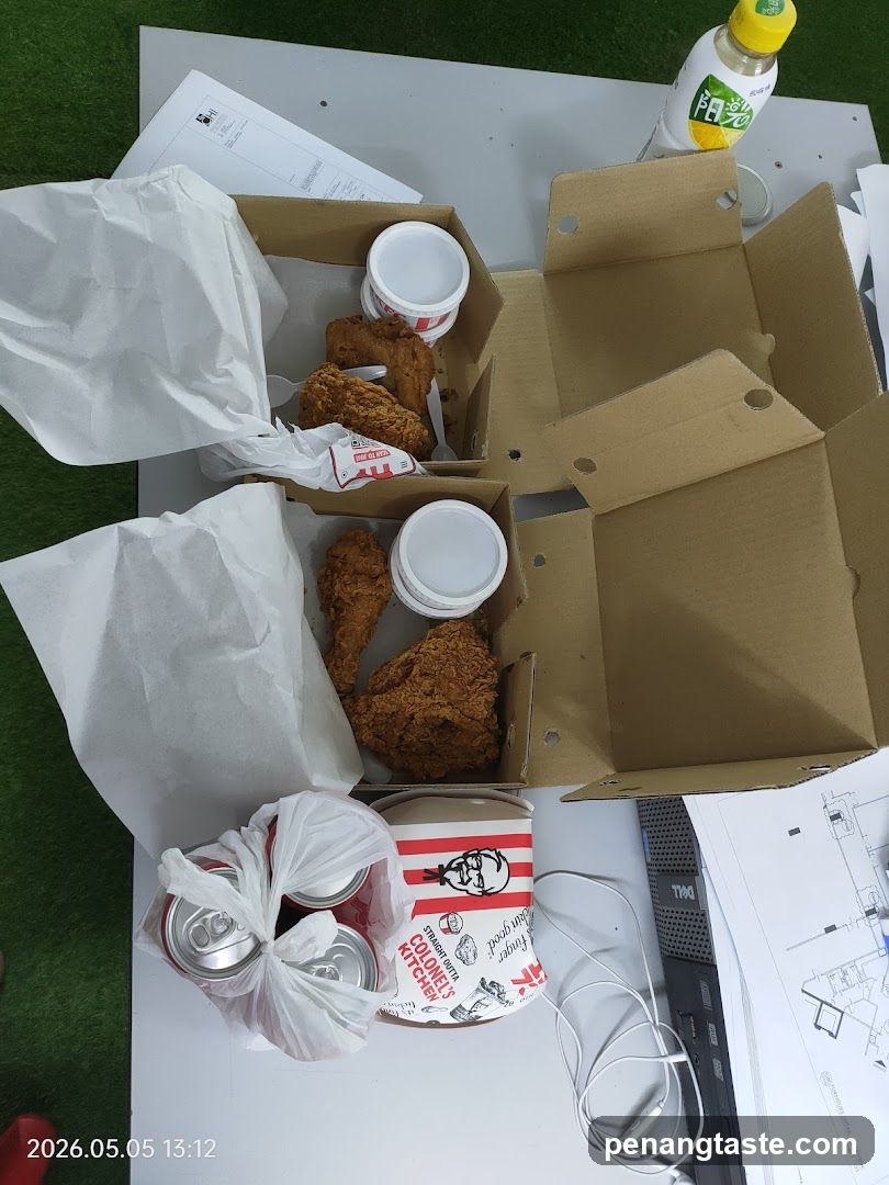 Food and Office Items on Table