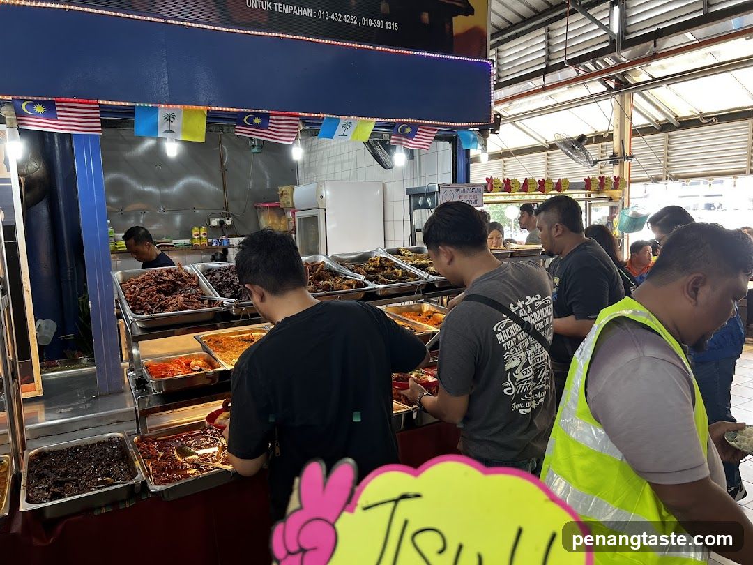 Food stall interior with customers