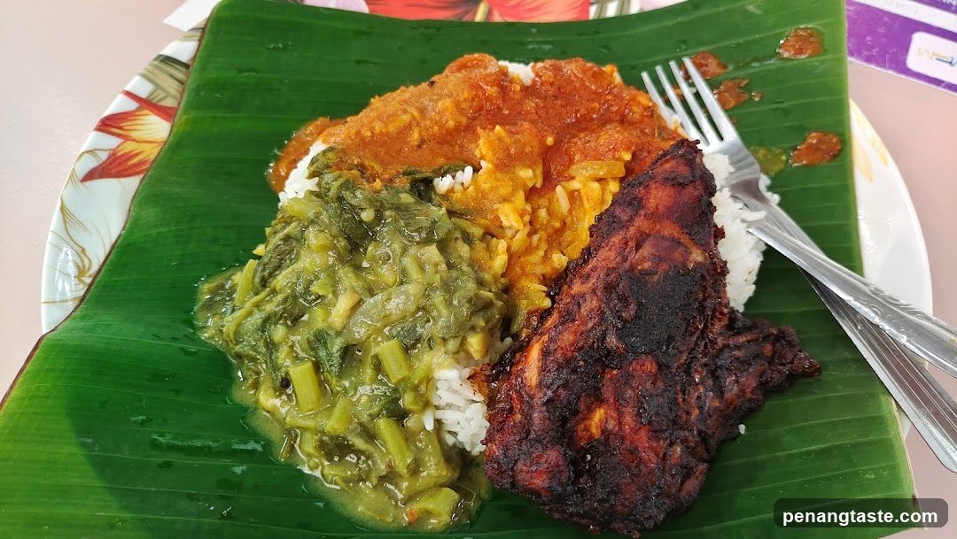Food served on banana leaf