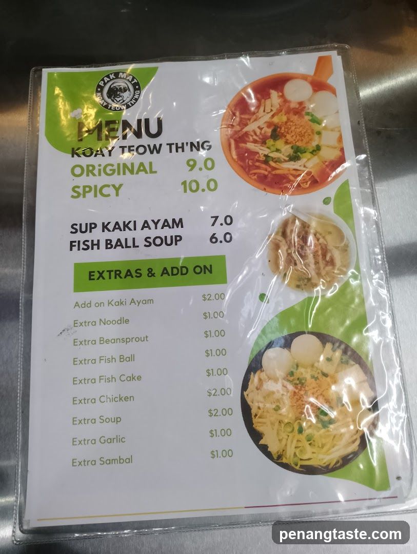 Pak Mat Liew Thong Menu