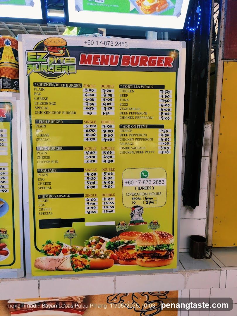 EZ Bytes Burgers Menu