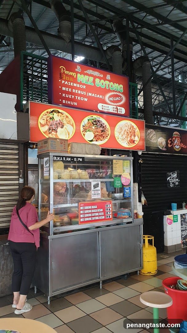 Food stall interior with customer