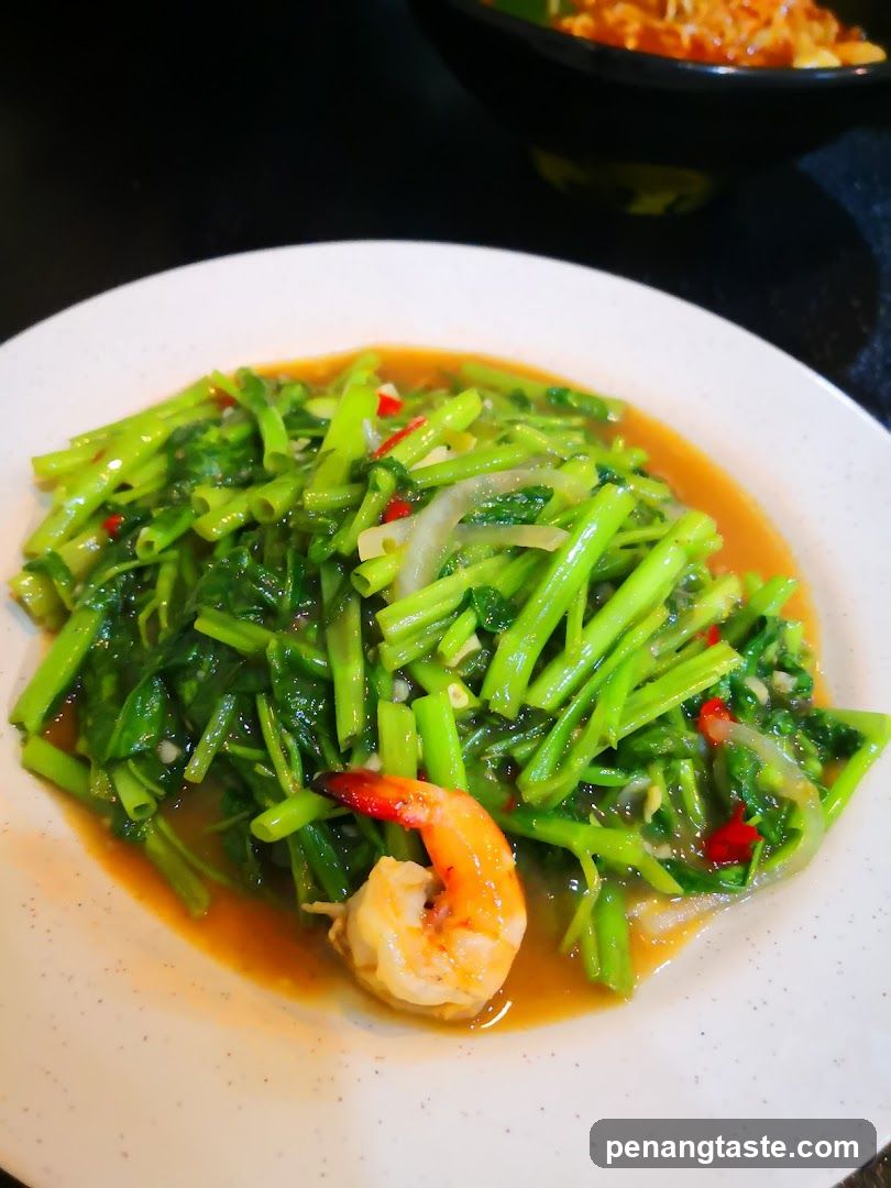Stir-fried greens with shrimp
