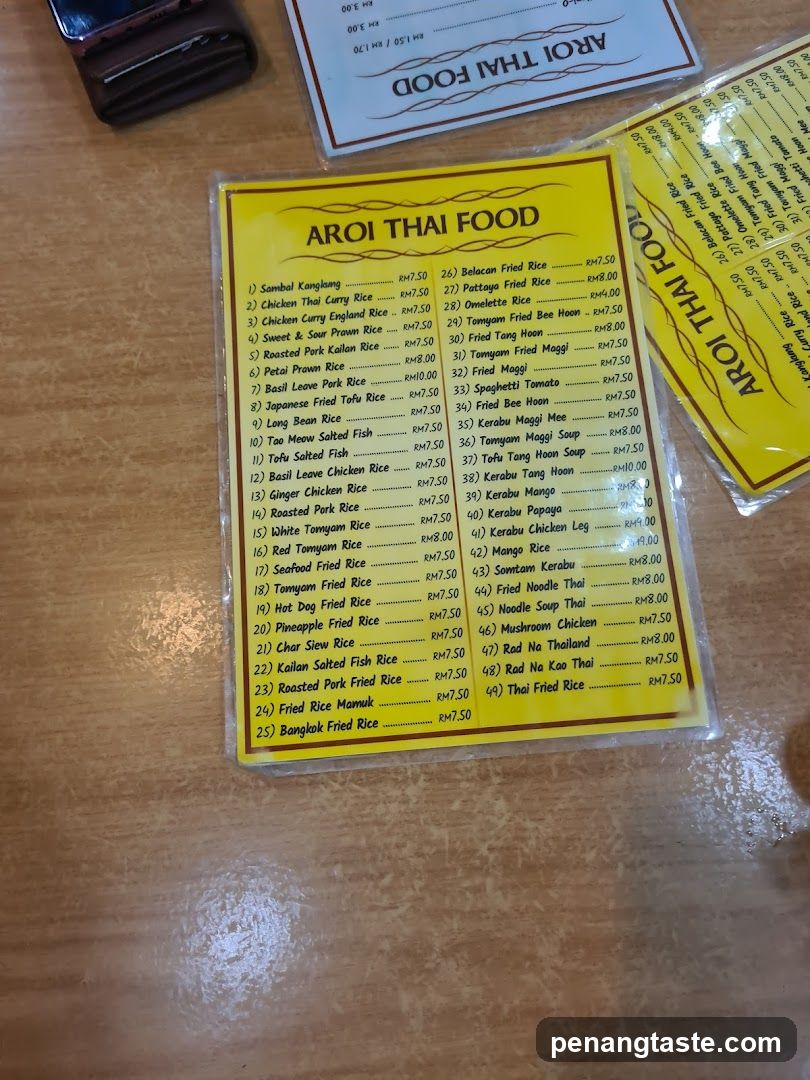 Aroi Thai Food Menu