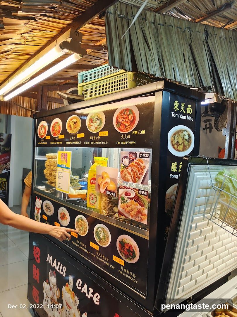Food stall interior with display case
