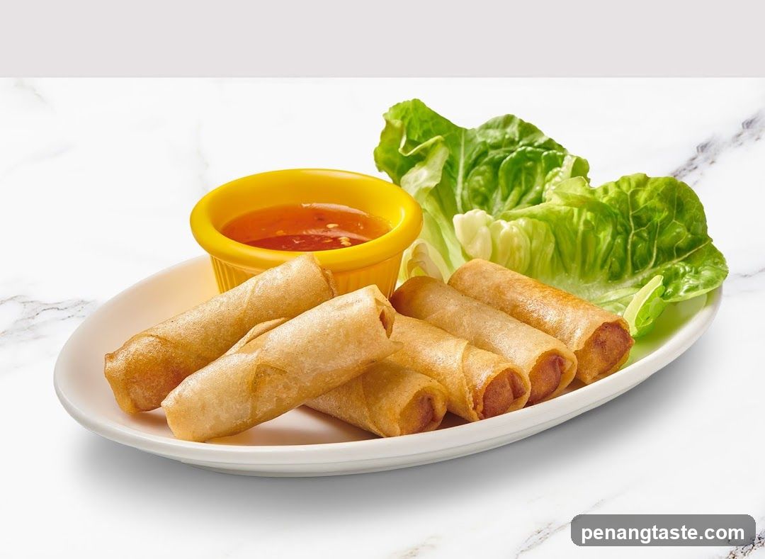 Spring Rolls with Sauce and Lettuce