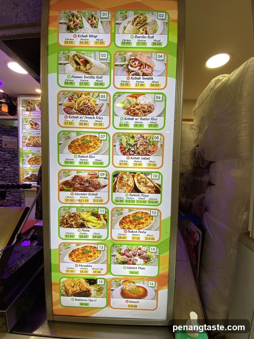 Kebab Shop Menu
