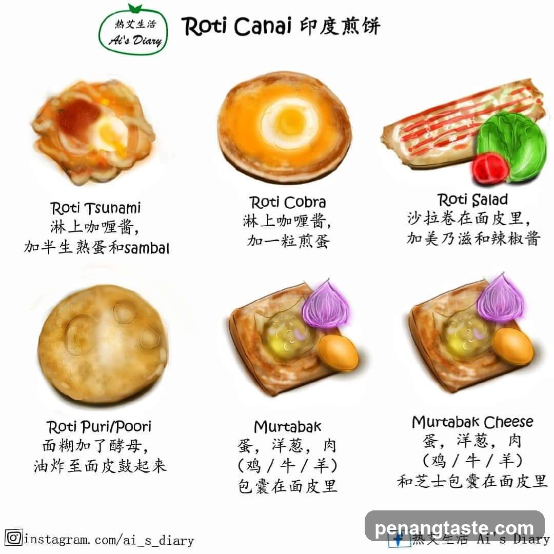 Roti Canai Indian Pancake Illustration
