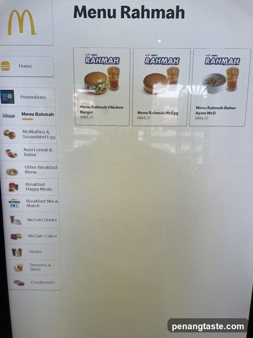 Menu Rahmah at McDonald's