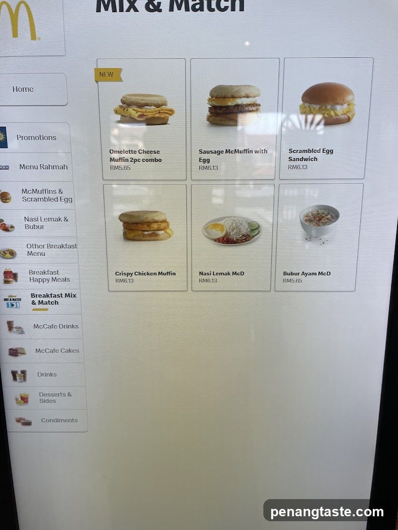 McDonald's Breakfast Mix & Match Menu