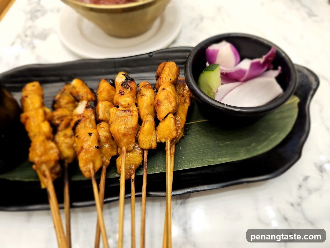 Sate skewers with accompaniments