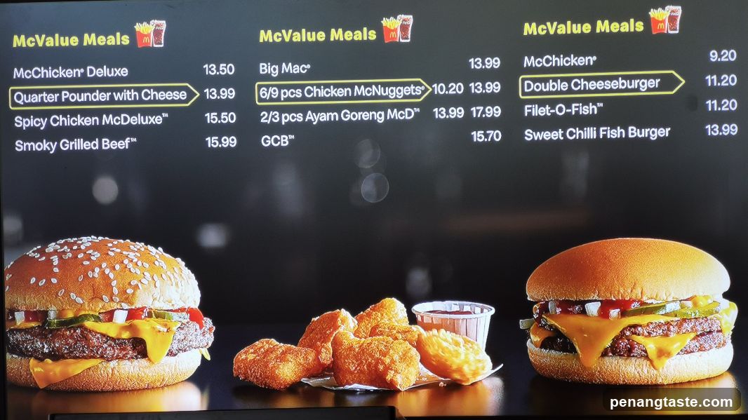 McValue Meals Menu Display