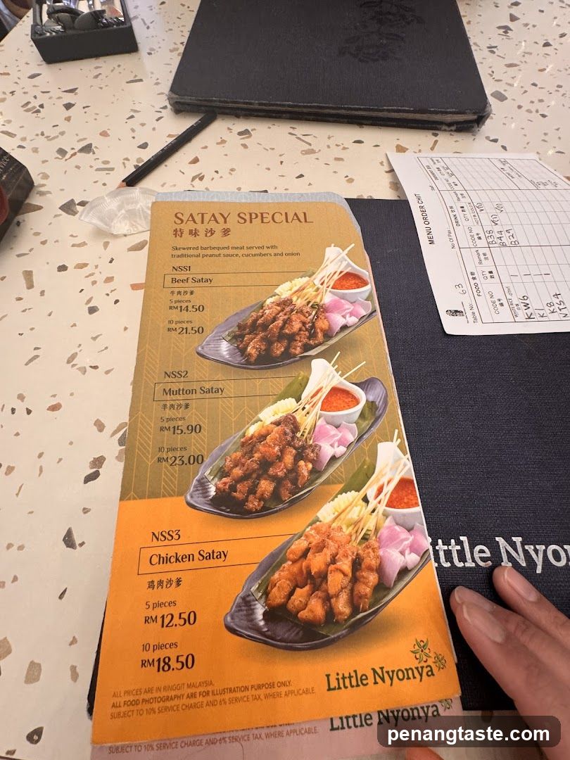 Satay Special Menu from Little Nyonya