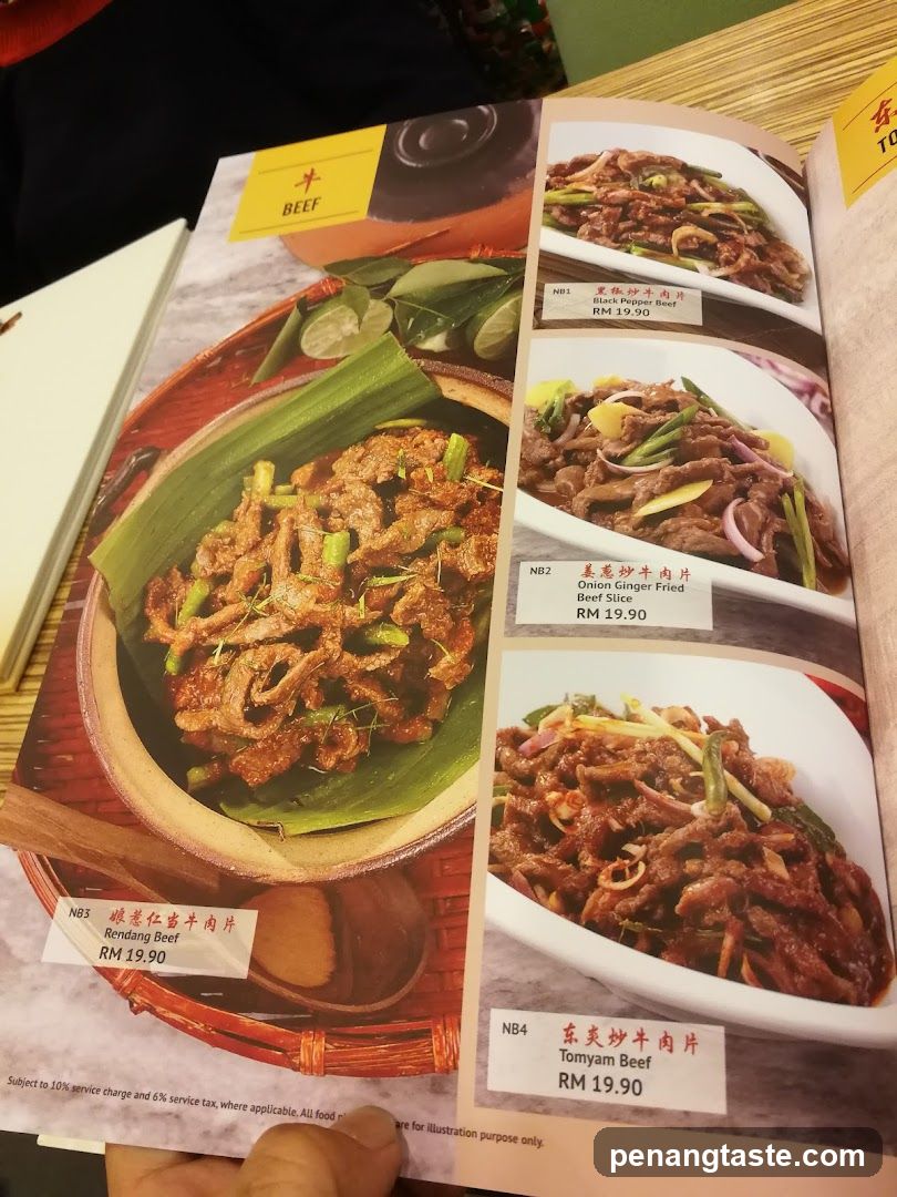 Beef Dishes Menu