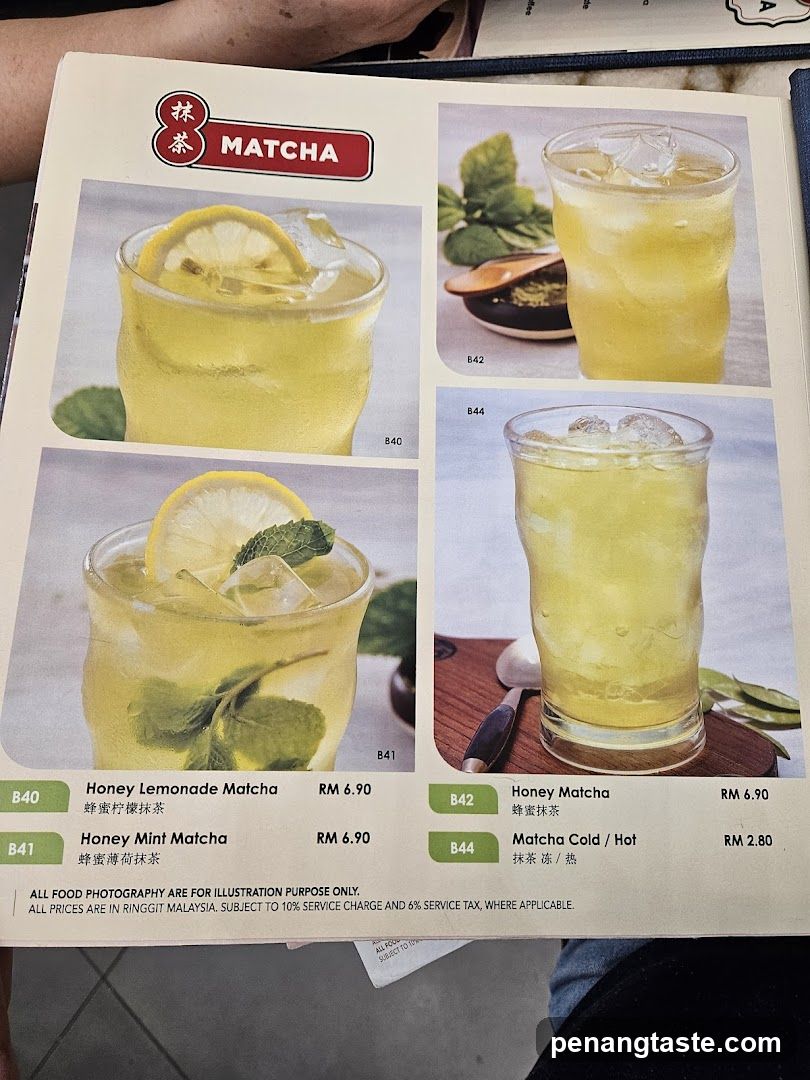Matcha Drinks Menu