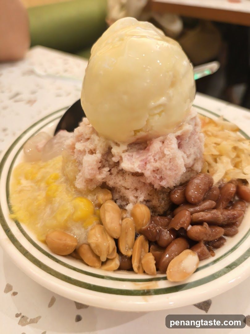 Ice cream dessert with toppings