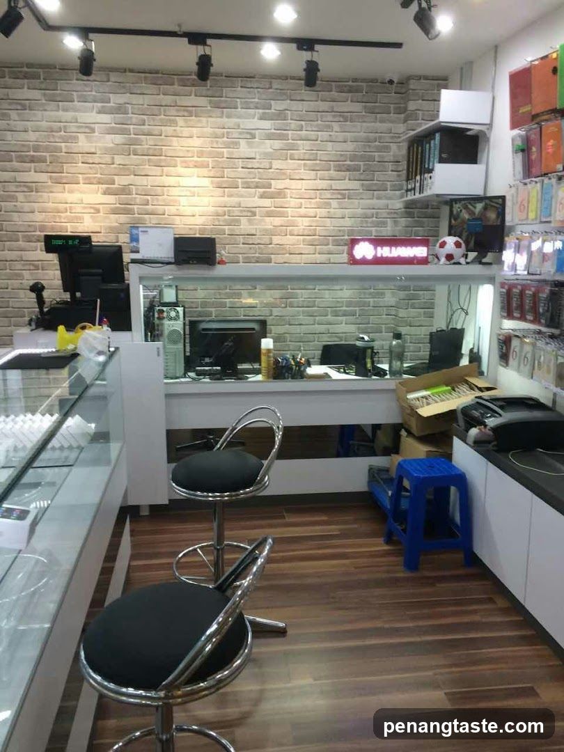 Interior of electronics store