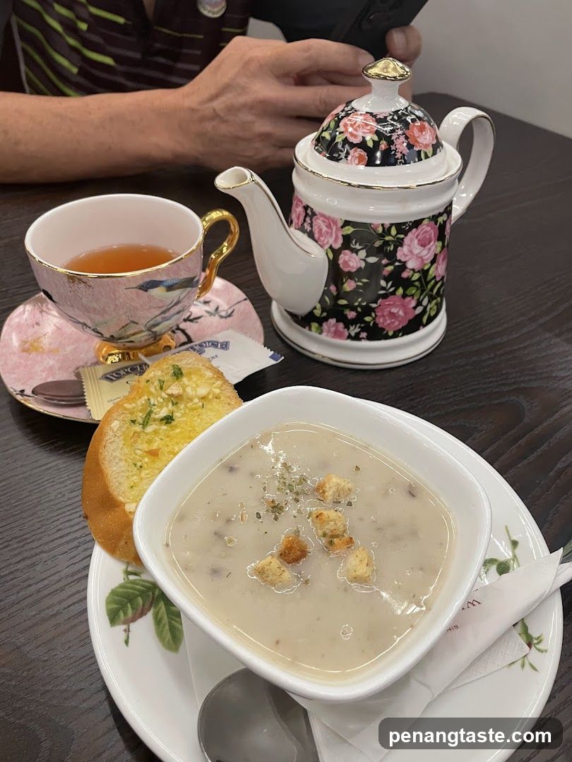 Table Setting with Tea and Soup
