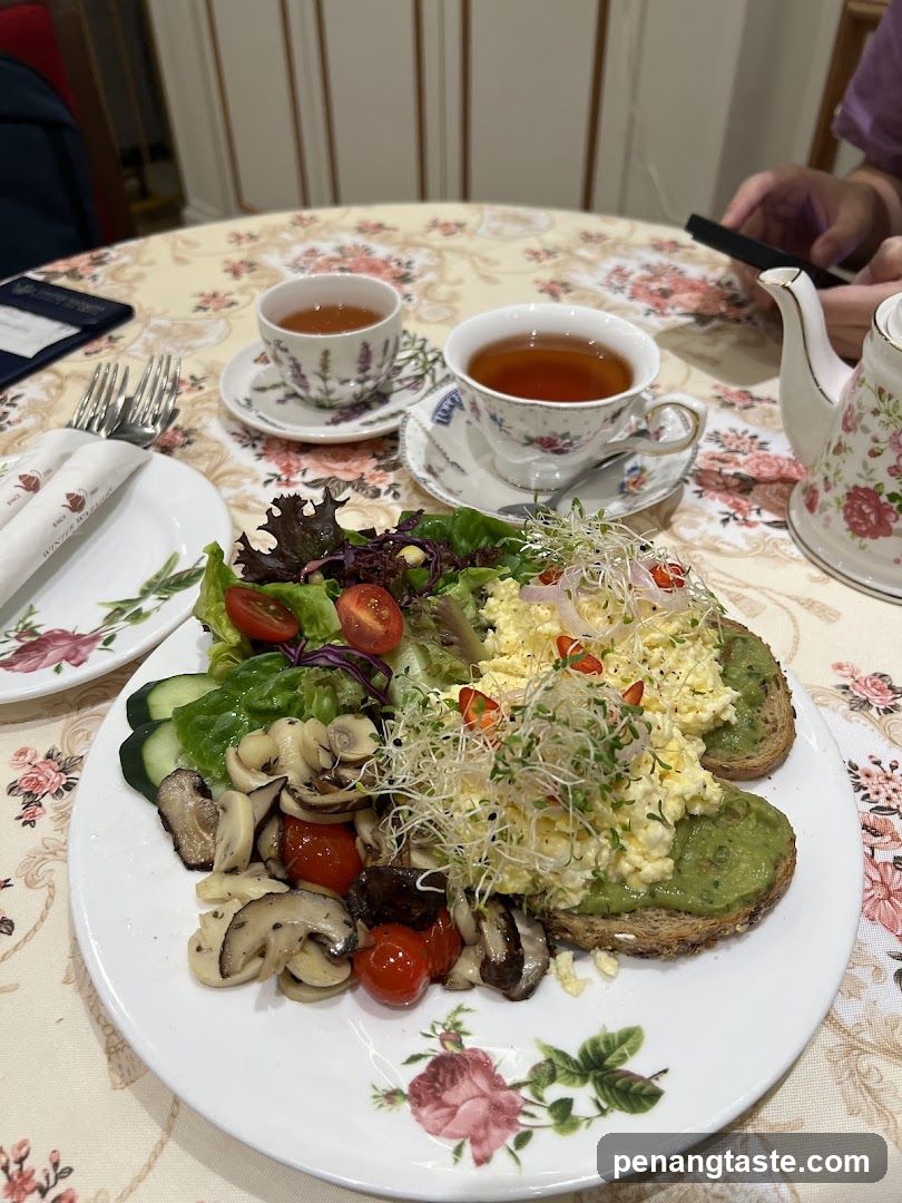 Table Setting with Food and Tea