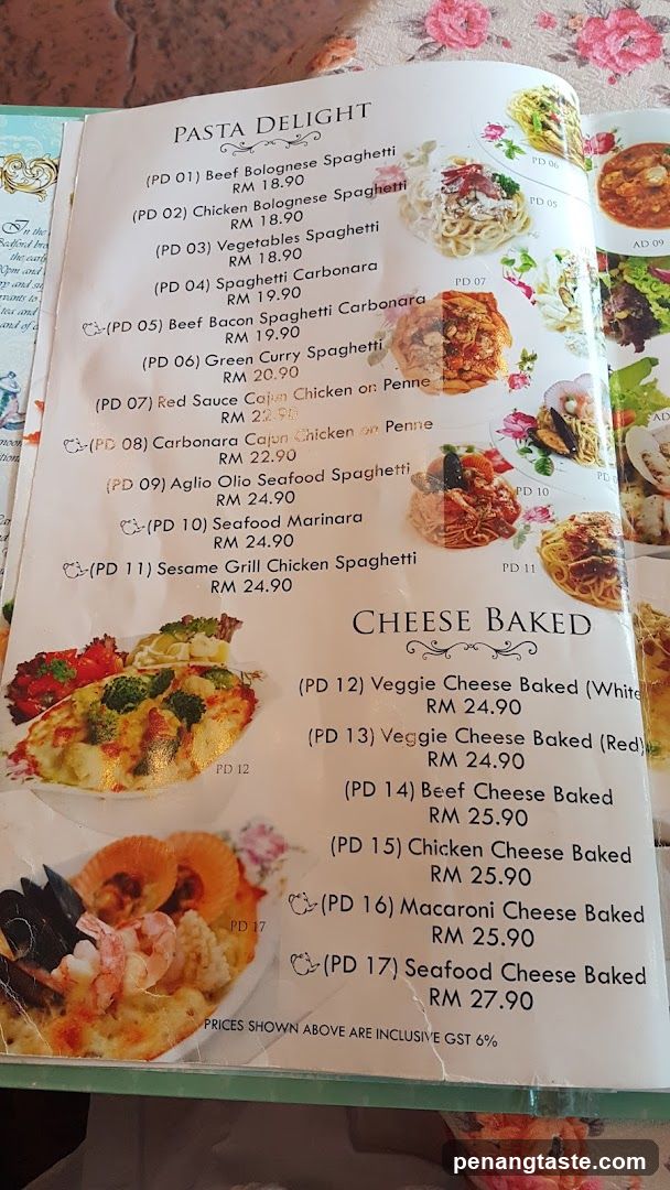Pasta Delight Menu