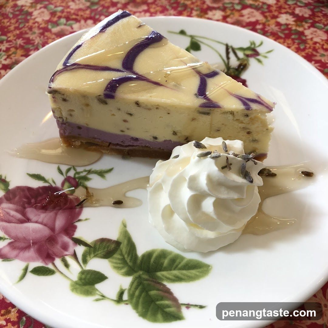 Cheesecake Slice on Floral Plate