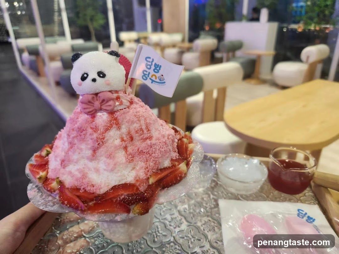 Strawberry Bingsu with Panda Topper