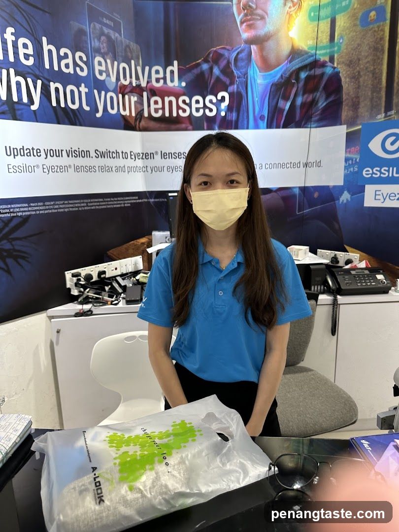Staff in optical store interior