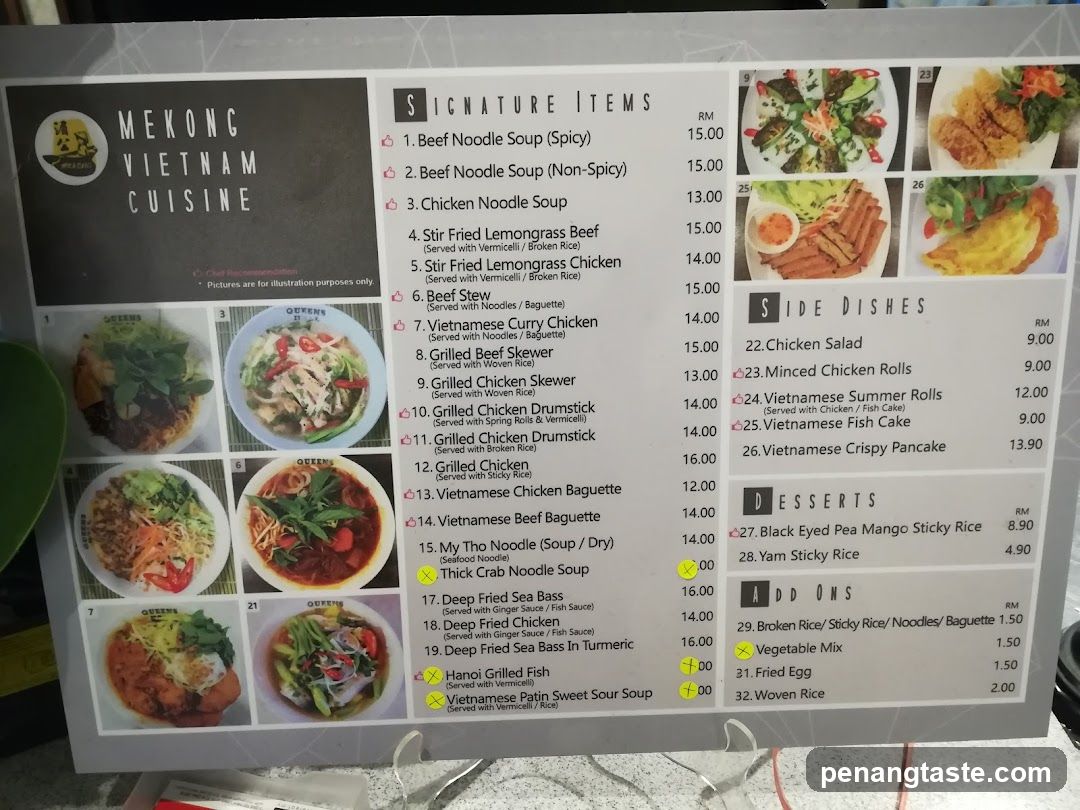 Mekong Vietnamese Cuisine Menu