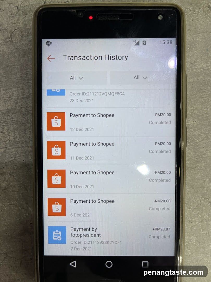 Transaction History Screen