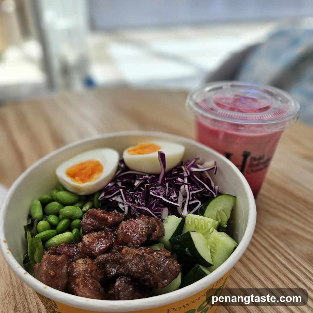 Beef Bowl and Pink Drink