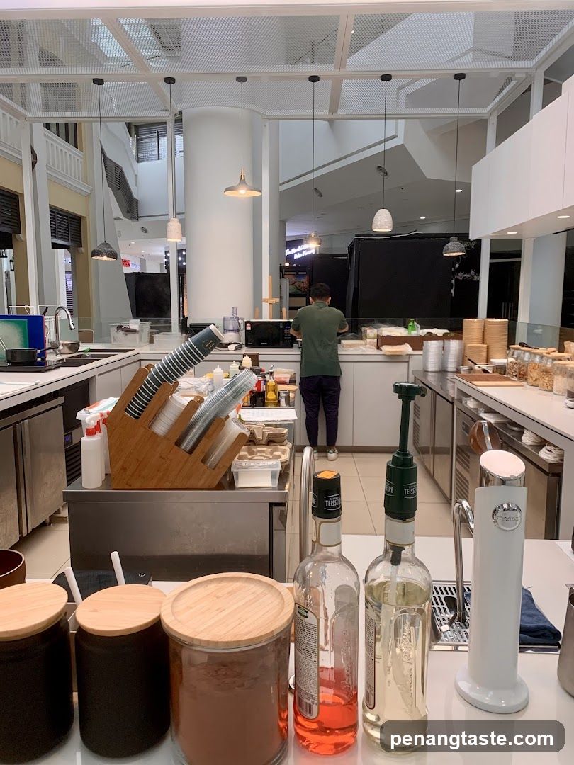 Cafe Counter with Syrups and Supplies