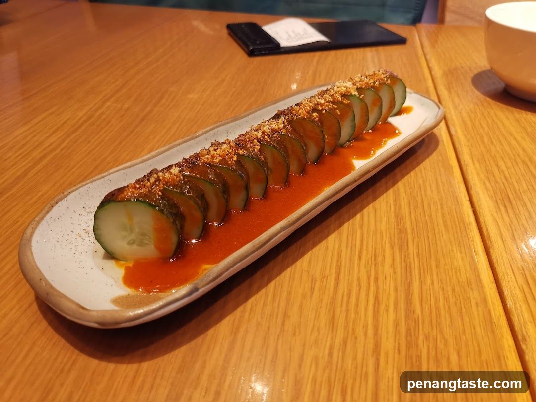 Sliced Cucumbers with Sauce and Toppings