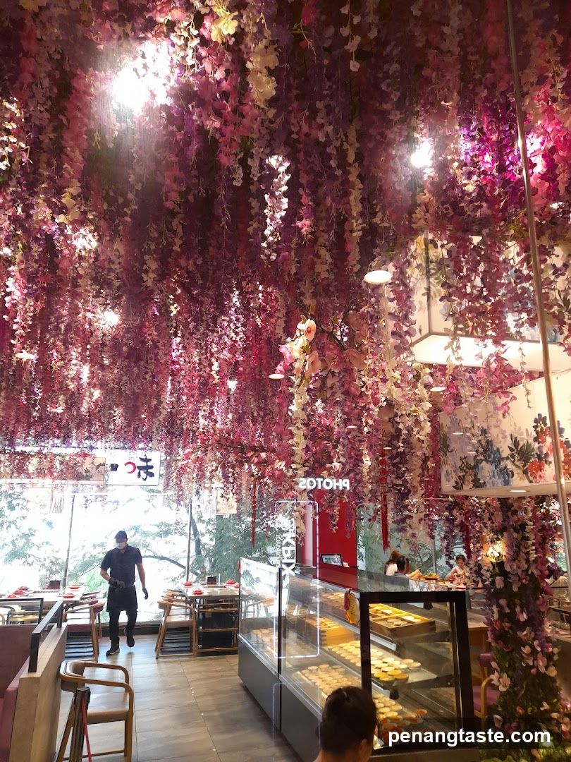Restaurant Interior with Floral Decor
