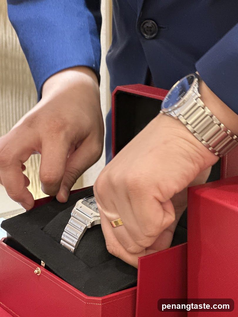 Person showing a watch in a box