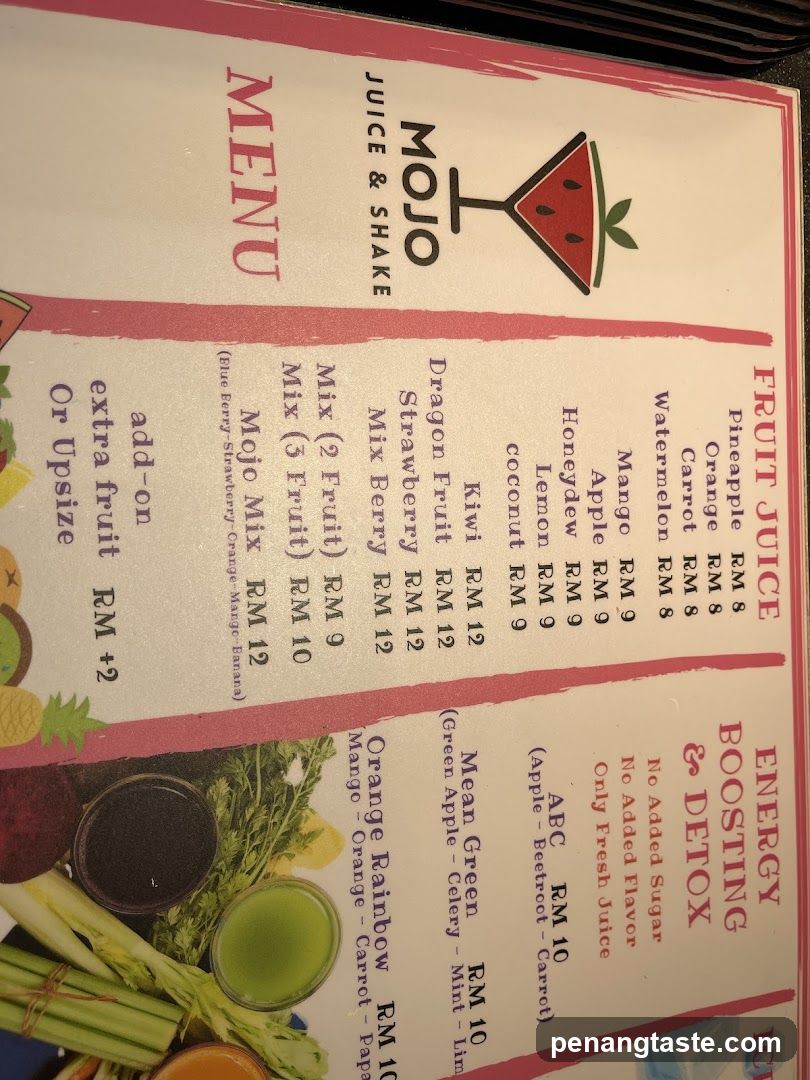 Mojo Juice & Shake Menu