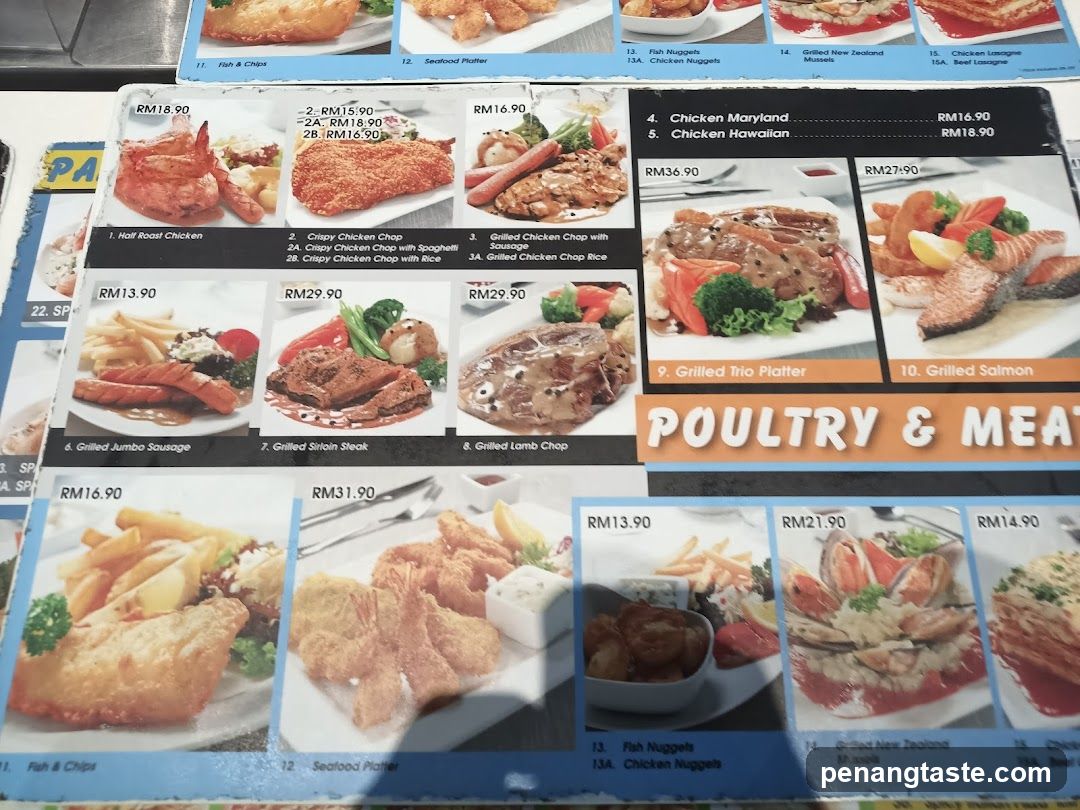 Poultry & Meat Section of Menu
