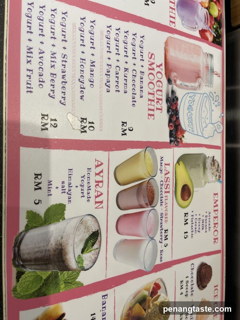 Yogurt Smoothie and Drink Menu