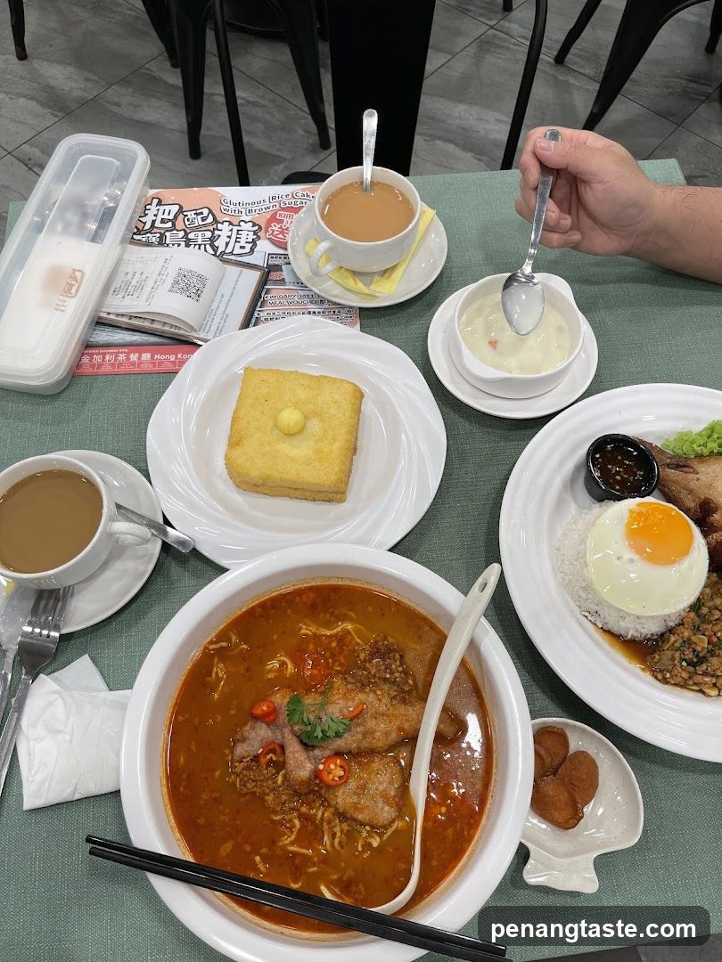 Table setting with food and drink