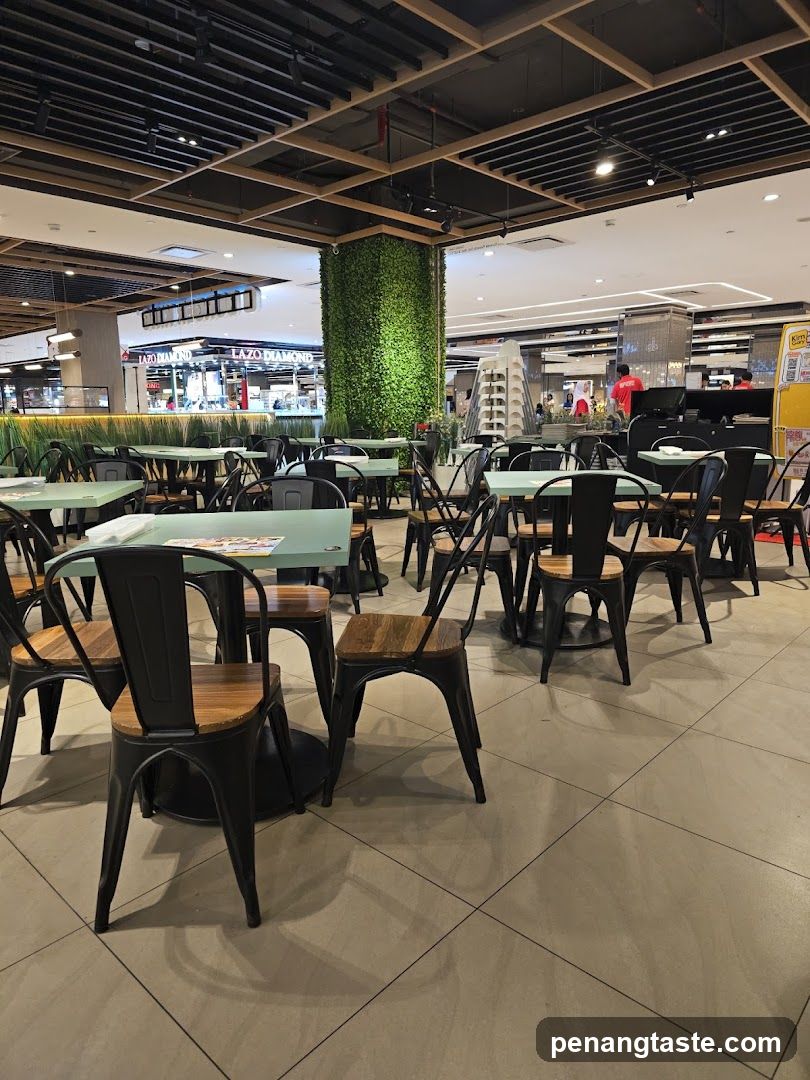 Interior dining area of a shopping mall