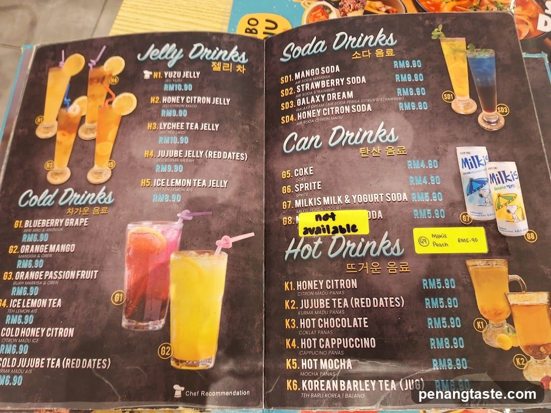 Jelly Drinks, Soda Drinks, Can Drinks, Hot Drinks Menu