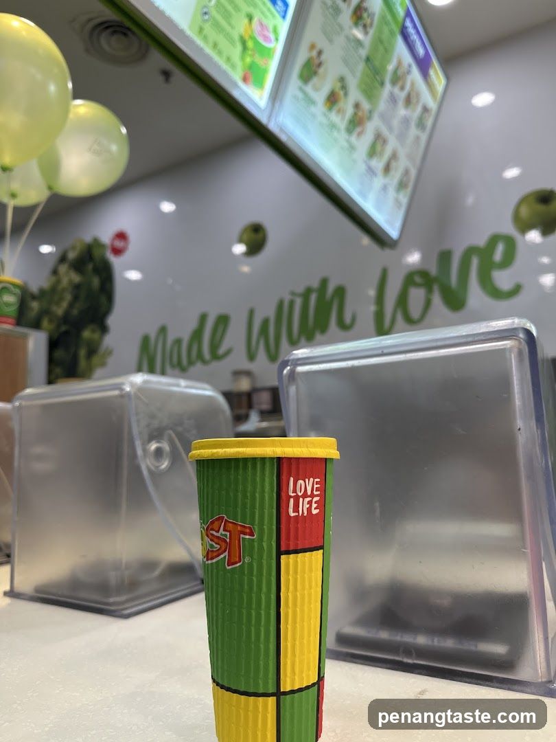 Inside a juice or smoothie shop