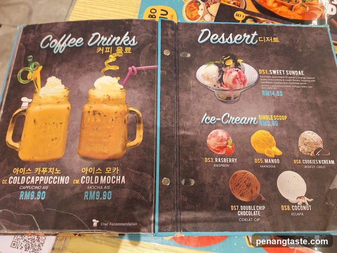 Coffee and Dessert Menu