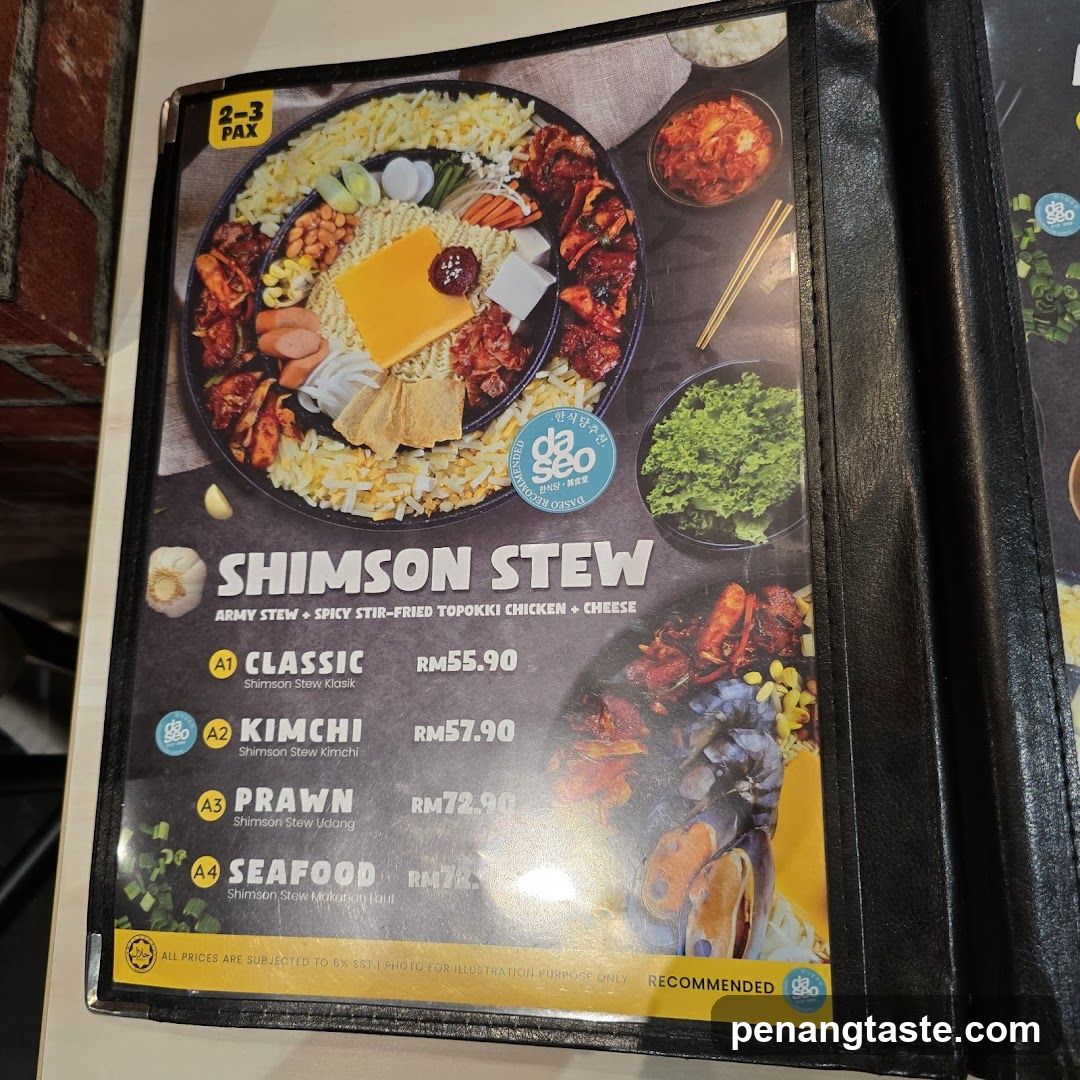 Shimson Stew Menu Page