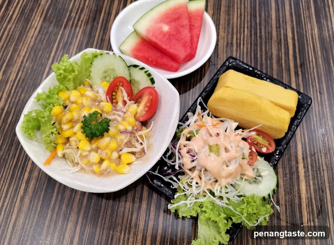Food Display on Wooden Table