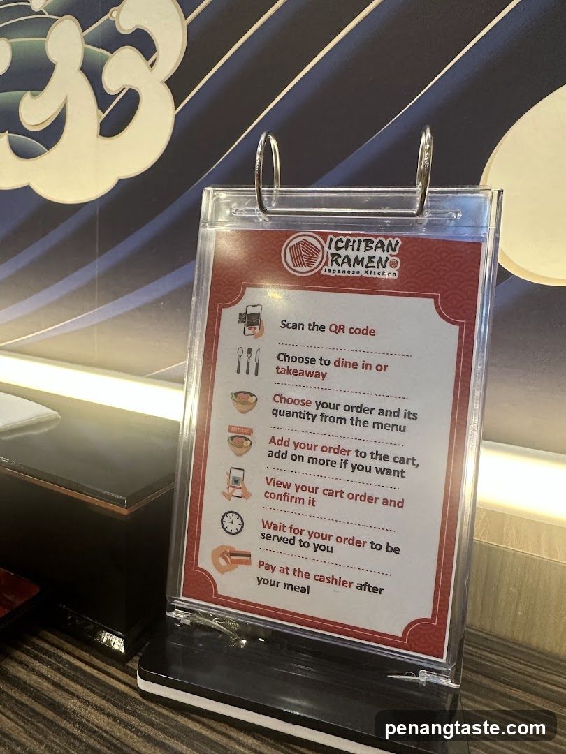 Ichiban Ramen QR Code Instruction Sign